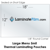Large Menu 5 mil 12" x 18" Thermal Laminating Pouches